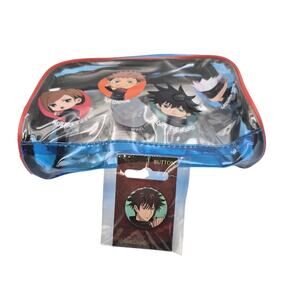 Jujutsu Kaisen Cosmetic Swag Bag Megumi Fushiguro Button Pin Crunchyroll NEW 8x6